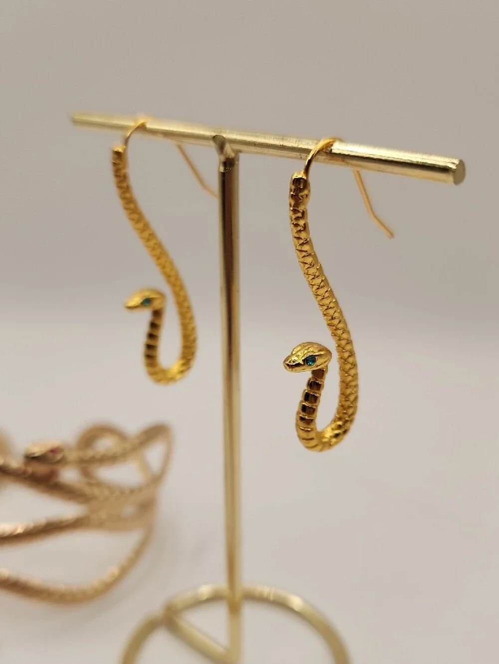 Gold Snake Statement Necklace with Matching Earrings and Bracelet